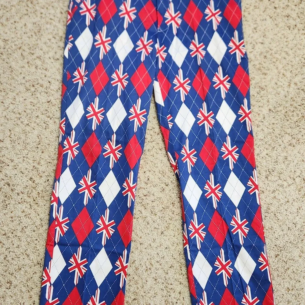 British flag golf pants 36 men Royal Awesome cotton - Picture 9 of 9